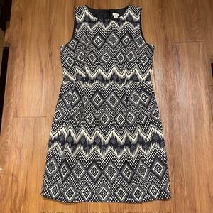 J. Crew Factory Dress Westerncore Aztec Sleeveless Sheath Black Cream Women's 12